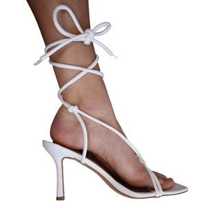 White Lace Up Heels